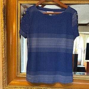 Liz Claiborne Blue & White Dot Top - Size S